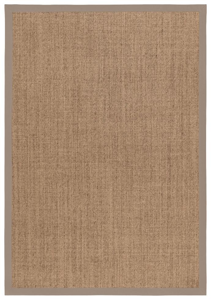 Top down photo of a sisal rug Mio in fine bouclé weave, color champagne mottled. Sisalteppich Mio champagne mottled
