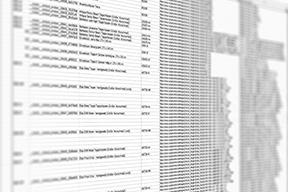 Photo of a spreadsheet with product data.